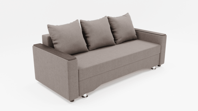 Диван Квадро-2 ППУ (ЗР) Цвет фасада: Серо коричневый; Тип: Прямой; Материал фасада: Металл/Велюр_0