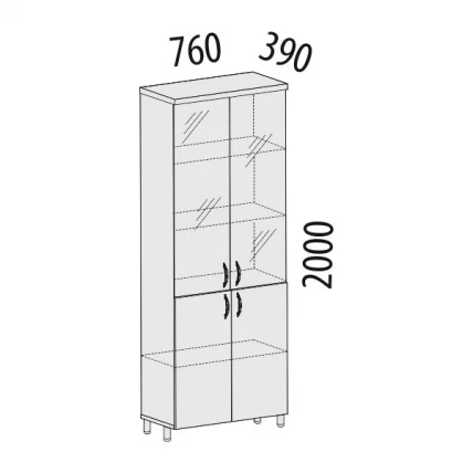 Шкаф-витрина Лидер-Престиж 83.23_1