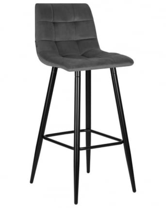 Стул барный ДОБРИН НИCОЛЕ (черные матовые ножки, темно-серый велюр (108-91)) 2 шт / DOBRIN NICOLE_1