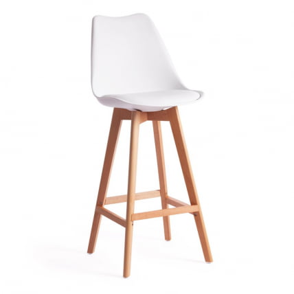 Стул барный TULIP BAR (mod. C1014H) / 1 шт. в упаковке пластик/дерево, 57 х 48 х 104 см, белый 018 /натуральный_0