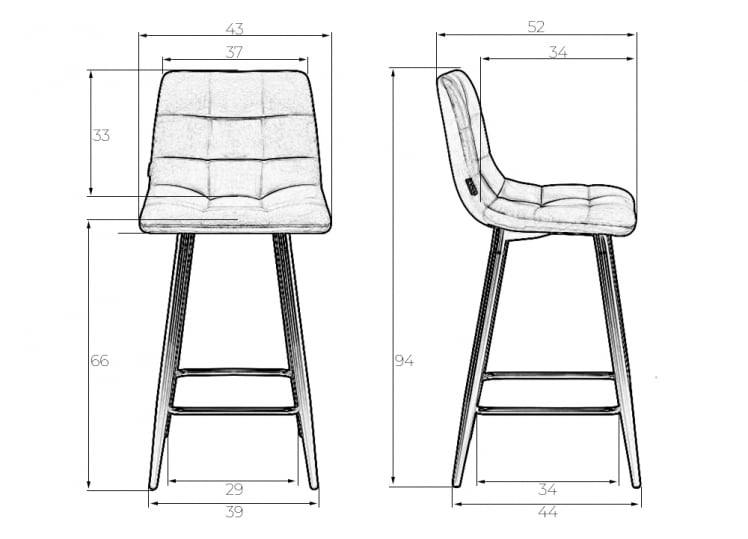 Стул полубарный DOBRIN OLIVIA (черные матовые ножки, черный велюр (108-77))_8