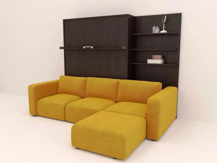 Диван кровать-трансформер Смарт 1 с пуфом 3-в-1 1600 правый Дуб молочный_0