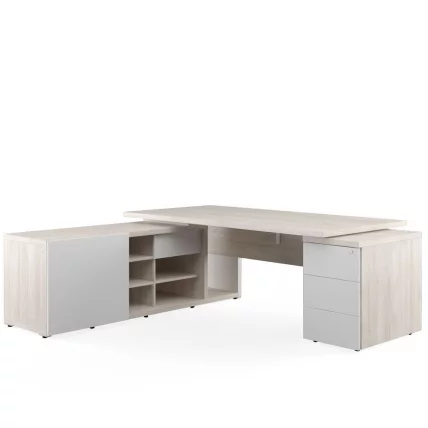 Стол рабочий на креденции и тумбе левый ZIO28511021 Светлый дуб_0