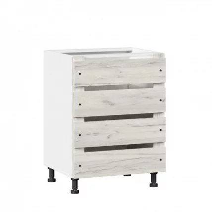 Тумба кухонная 600 с 2 ящиками ЛЮКС (4) Винченца ЛД 234.900.000.016 Тип 2 Белый Дуб Крафт белый_0