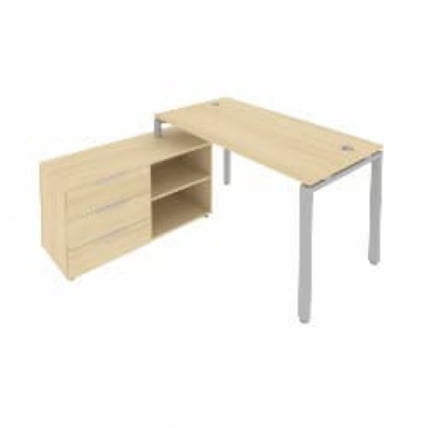 Рабочая станция на П-образном м/к с опорной тумбой левая Metal System Б.РС-СТС-2.3 Л Акация/Серый_0