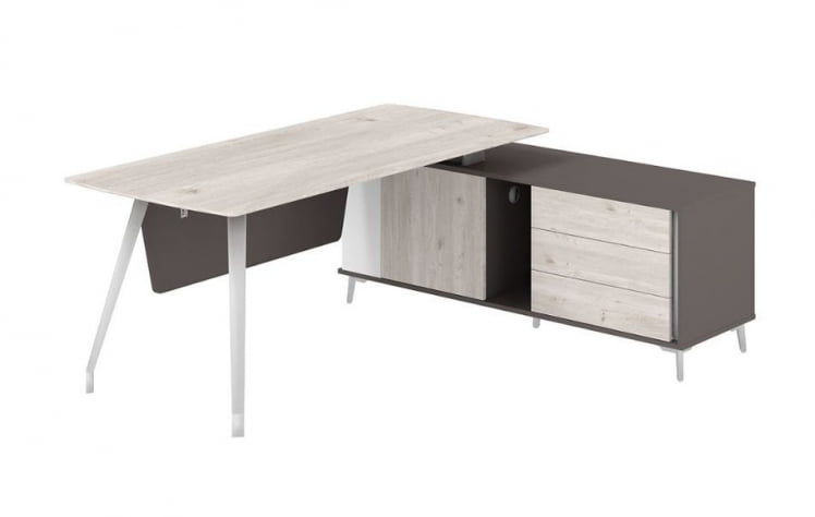 Стол руководителя на опорной тумбе правый Сирио СР.101.ДН.ВФ.Р Дуб Тоскана Вольфрам / Sirio SR.101.DN.WF.R_0