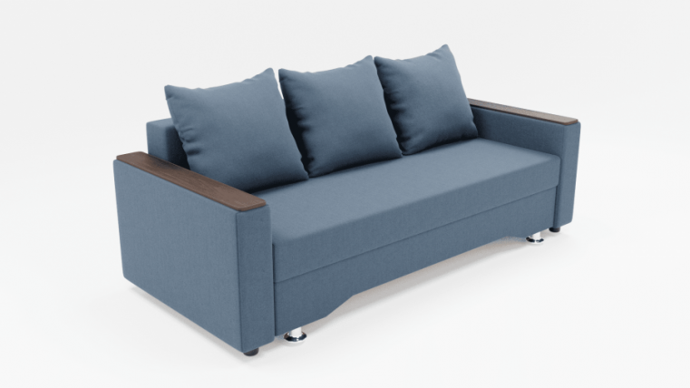 Диван Квадро-2 ППУ (ЗР) Цвет фасада: Голубой; Тип: Прямой; Материал фасада: Металл/Велюр_0