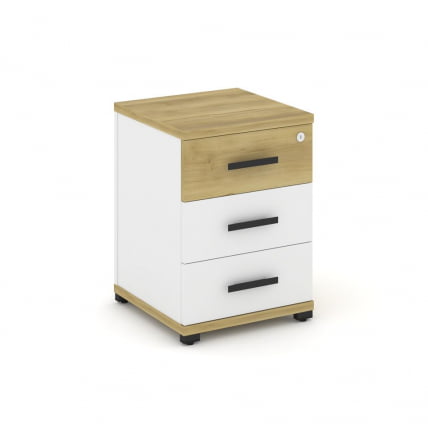 Тумба опорная/приставная с 3-мя ящиками CONCEPT CN.TUO-001 B/W Дуб Винченцо Белый бриллиант Черный_0