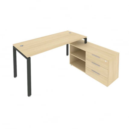 Рабочая станция на П-образном м/к с опорной тумбой правая Metal System Б.РС-СТС-2.4 Пр Акация/Антрацит_0