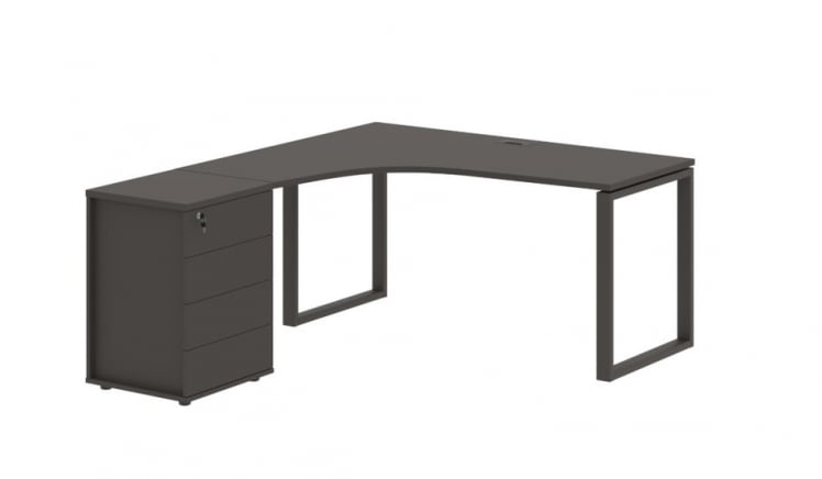 Стол эргономичный с тумбой левый EDIS EQCET 1518 L Мокко_0