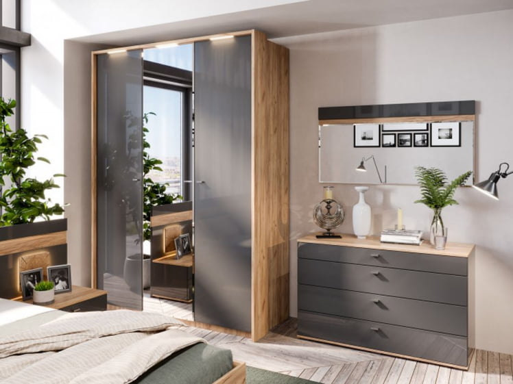 Спальный гарнитур Фиджи №1 Дуб Золотой Антрацит_1