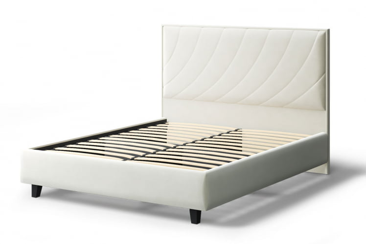 Кровать СОФИЯ 2000*1800мм (на опорах), велюр Бренди лайт 02 (серо-белый), (б/основания, б/матраса)_1