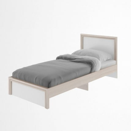 Кровать с ламелями Модуль №21 Ясень шимо светлый/белый_0