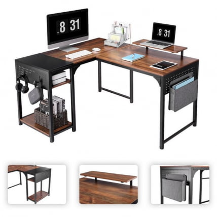 Стол письменный (для компьютера) угловой EUREKA ZX-L150B-RWB с шириной 150 см Reclaimed Wood_4