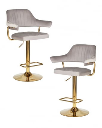 Стул барный ДОБРИН CХАРЛЙ ГОЛД (серый велюр (МДЖ9-75)) 2 шт / DOBRIN CHARLY GOLD (MJ9-75))_1