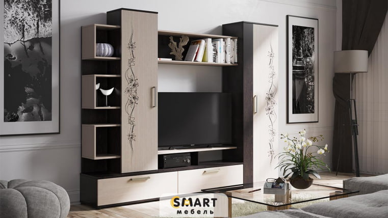 Стенка Дакота  Венге Цаво/Дуб молочный с рисунком_0