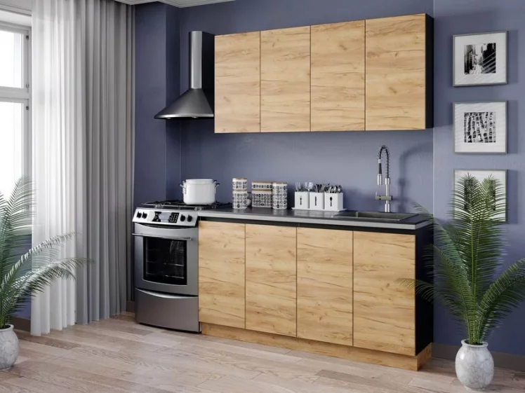 Шкаф кухонный 800 высокий Шервуд ЛД 281.460.000.040 Черный Дуб золотой_2