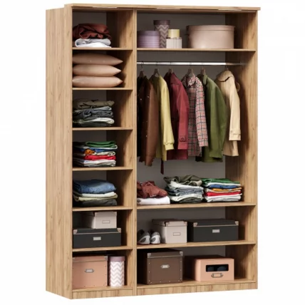 Шкаф трехстворчатый с зеркалом и декоративными накладками Фиджи 004 Дуб Золотой Белый_2