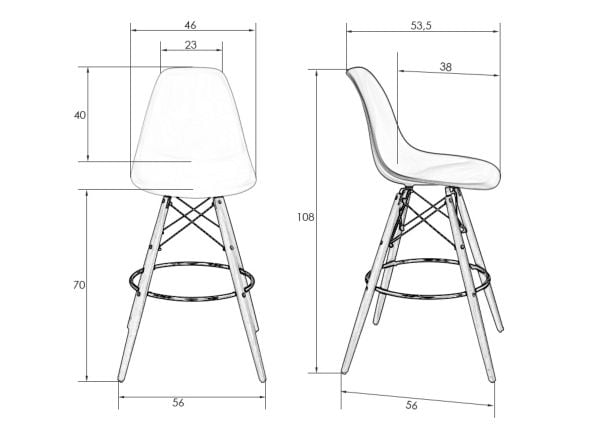 Стул барный ДОБРИН ДСВ БАР (ножки светлый бук, цвет сиденья оранжевый (О-02)) 2 шт / DOBRIN DSW BAR (O-02))_7