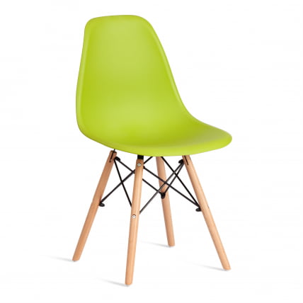Стул CINDY (EAMES) (mod. 1801) дерево бук/металл/сиденье пластик, 45x51x82 см, Olive (оливковый)_0