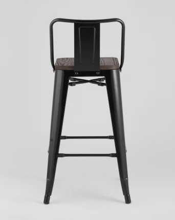 Стул полубарный Tolix Wood со спинкой Черный_5