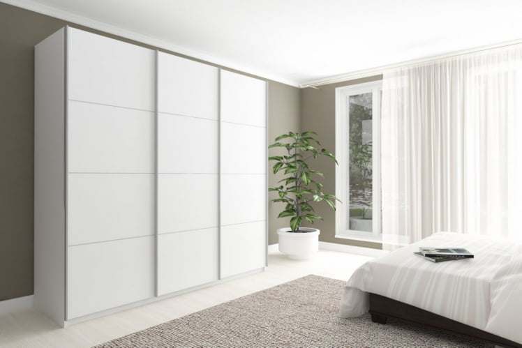 Шкаф-купе трехдверный Прайм 2100 ДСП/ДСП/ДСП Белый снег_3