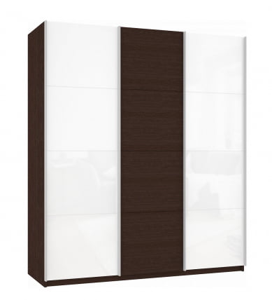 Шкаф-купе трехдверный Прайм 1800 Белое стекло/ДСП/Белое стекло Венге_0