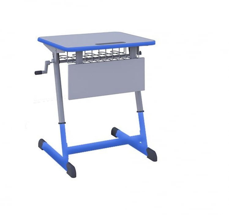 Парта одноместная НОМАД В 600х500 с ручной регулировкой высоты с антивандальной полиуретановой кромкой (рост 4-6) Синий/Серый / NOMAD V_0