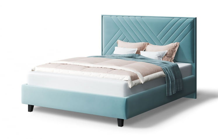 Кровать МИРА 2000*1800мм (на опорах), велюр НЕО 22 (бирюзовый), (б/основания, б/матраса) / NEO_0