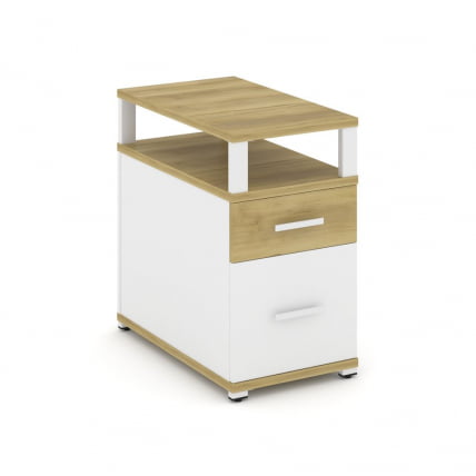 Тумба опорная/приставная с ящиком, распашным фасадом и надставкой CONCEPT CN.TGP-002 B/W Дуб Винченцо Белый бриллиант Белый_0