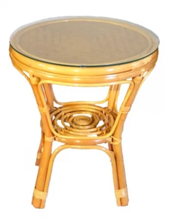 Стол Багама круглый с плетеной столешницей Bahama2 мед_0