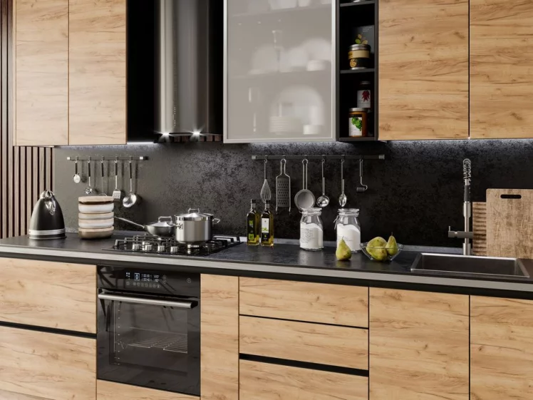 Шкаф кухонный 400 со стеклом (правый) Шервуд ЛД 281.322.000.023 Черный_3