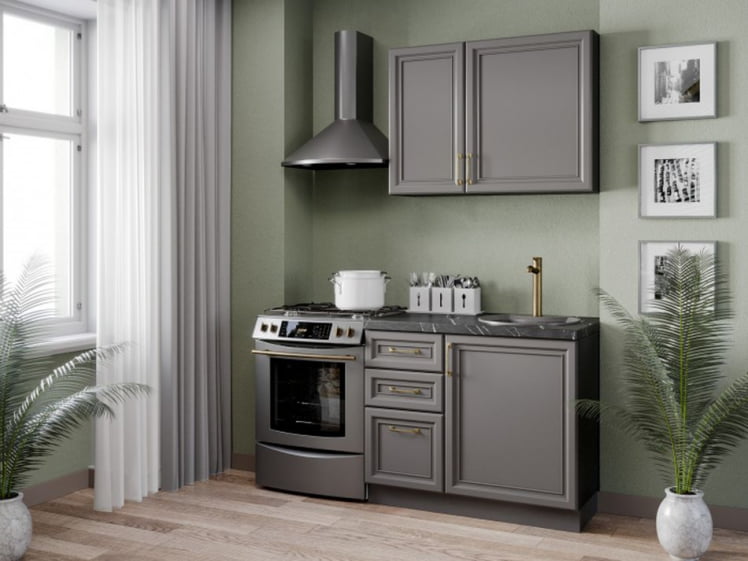 Тумба кухонная 600 Джелатто ЛД 241.050.000.131 Черный Оникс серый_2