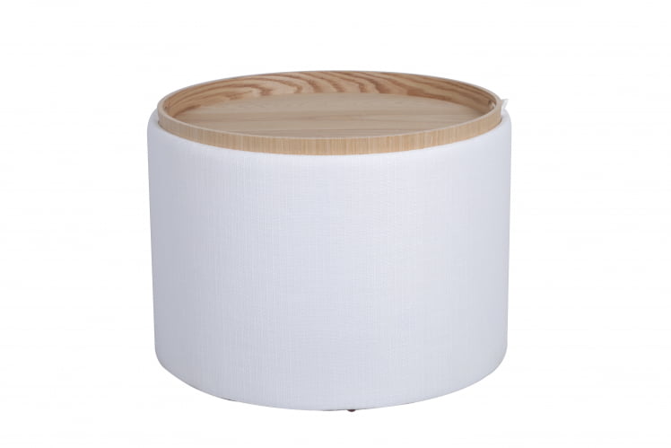 Пуф-столик с ящиком Хюгге L рогожка Белый_4