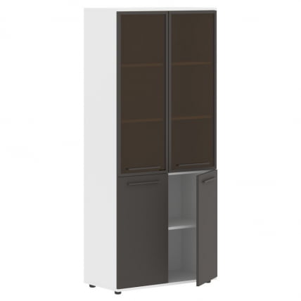 Шкаф комбинированный  с дверьми в металлической раме ЕДИС ЕХCС 85.7 Мокко Мокко Белый / EDIS EHCS_1