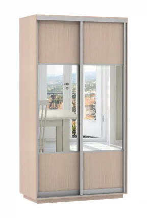 Шкаф-купе двухдверный Экспресс Дуо Комби 1200х2200h Дуб молочный_0