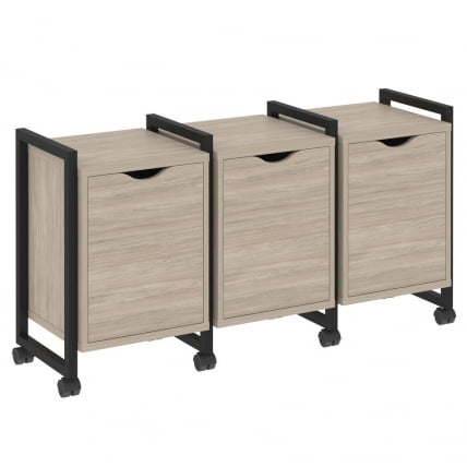 Тумба на колесных опорах наборная. Вариант №5 LOFT VR.L-TN-5.K Металл черный Дуб Аттик_0