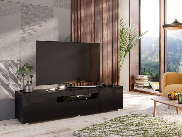 Тумба под ТВ 1600 Бруклин ЛД 685.050.000 Черный глянец_5