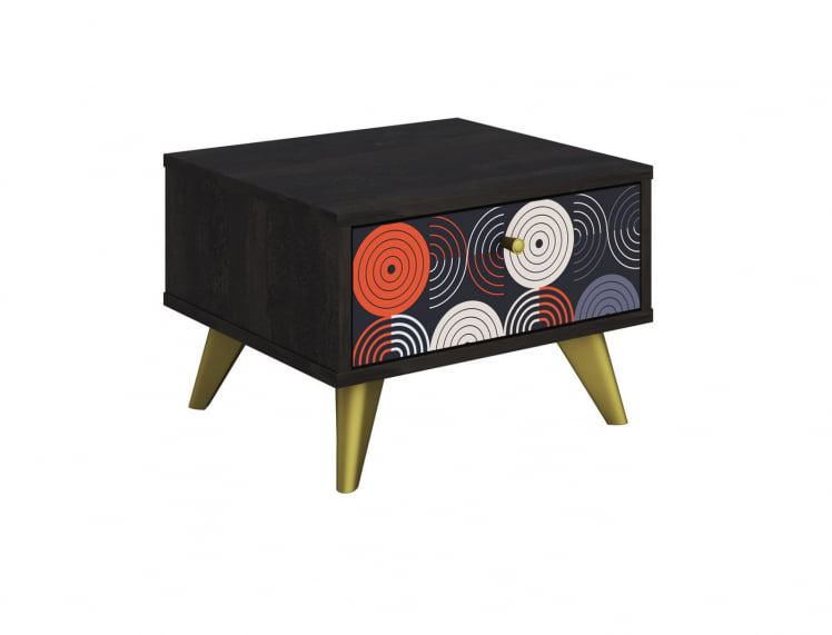 Тумба прикроватная Фьюжн ТМ-004 АРТ Угольный камень/VINIL_0