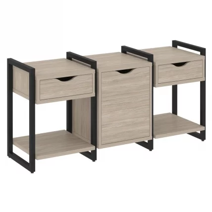 Тумба на регулируемых опорах наборная. Вариант №6 LOFT VR.L-TN-6.O Металл черный Дуб Аттик_0