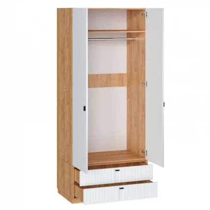 Шкаф двухстворчатый Бари ЛД 698.180.000 Дуб Золотой Белый_1