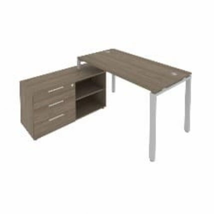 Рабочая станция на П-образном м/к с опорной тумбой левая Metal System Б.РС-СТС-2.3 Л Вяз/Серый_0