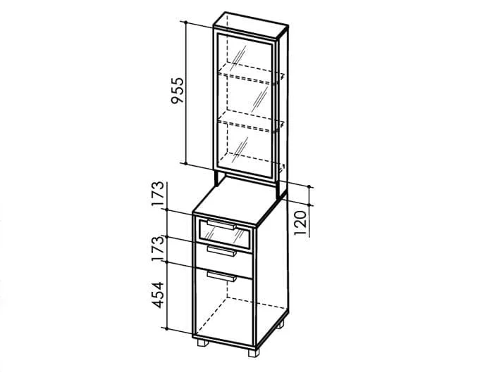 Тумба с зеркалом WEST Модуль 3 Венге/Дуб млечный_1