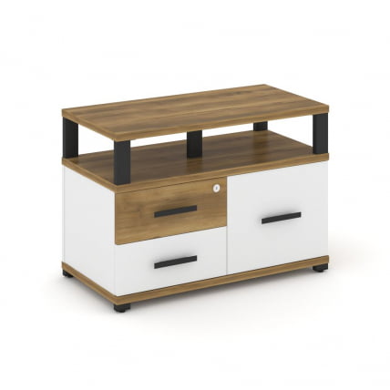 Тумба приставная сервисная с надставкой широкой CONCEPT CN.TSR-003 B/W Сандал Янтарный Белый бриллиант Черный_0