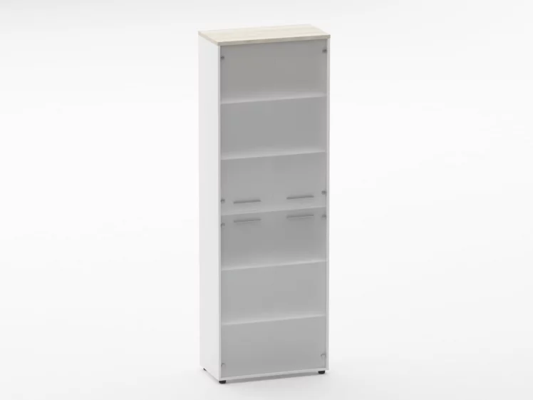 Шкаф 5 широкий закрытый, 4 стеклянные двери Deka 10.23.171 Дуб Сантана светлый/Белый_0