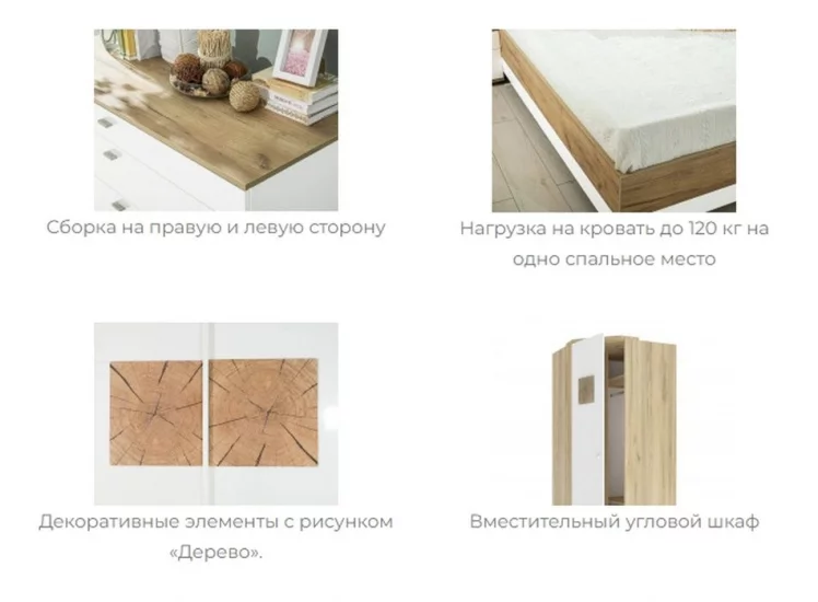 Кровать двуспальная 1600 с тумбами и декоративным щитом Фиджи 016 Дуб Золотой Белый_5