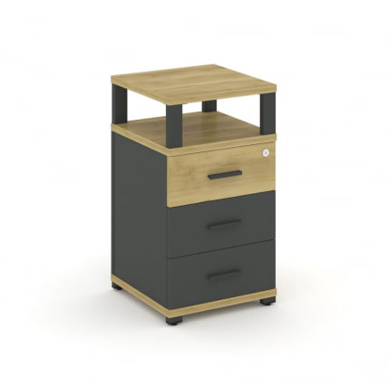 Тумба приставная с 3-мя ящиками и надставкой CONCEPT CN.TUP-003 B/W Дуб Винченцо Антрацит_0