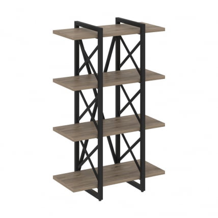 Стеллаж на регулируемых опорах - 4 полки LOFT VR.L-MST.O-4.4V Металл черный Тиквуд темный_0