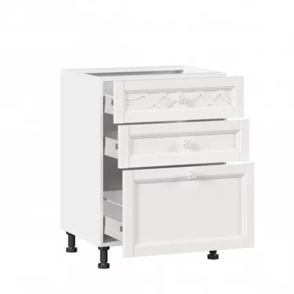 Тумба кухонная 600 с 3 ящиками ЛЮКС (4) Джулия ЛД 284.910.000.038 Белый_1