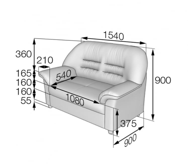 Диван двухместный с подлокотниками Премьер В-100/9 / V-100/9_13